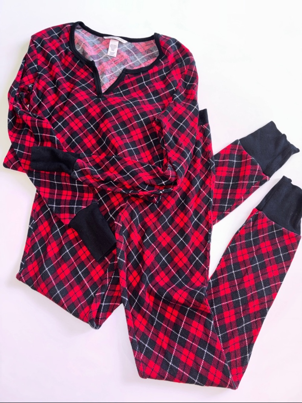 Plaid Victoria Secret PJ Set XS Buffalo Plaid Jammie Set VS XS soft Waffle Knit